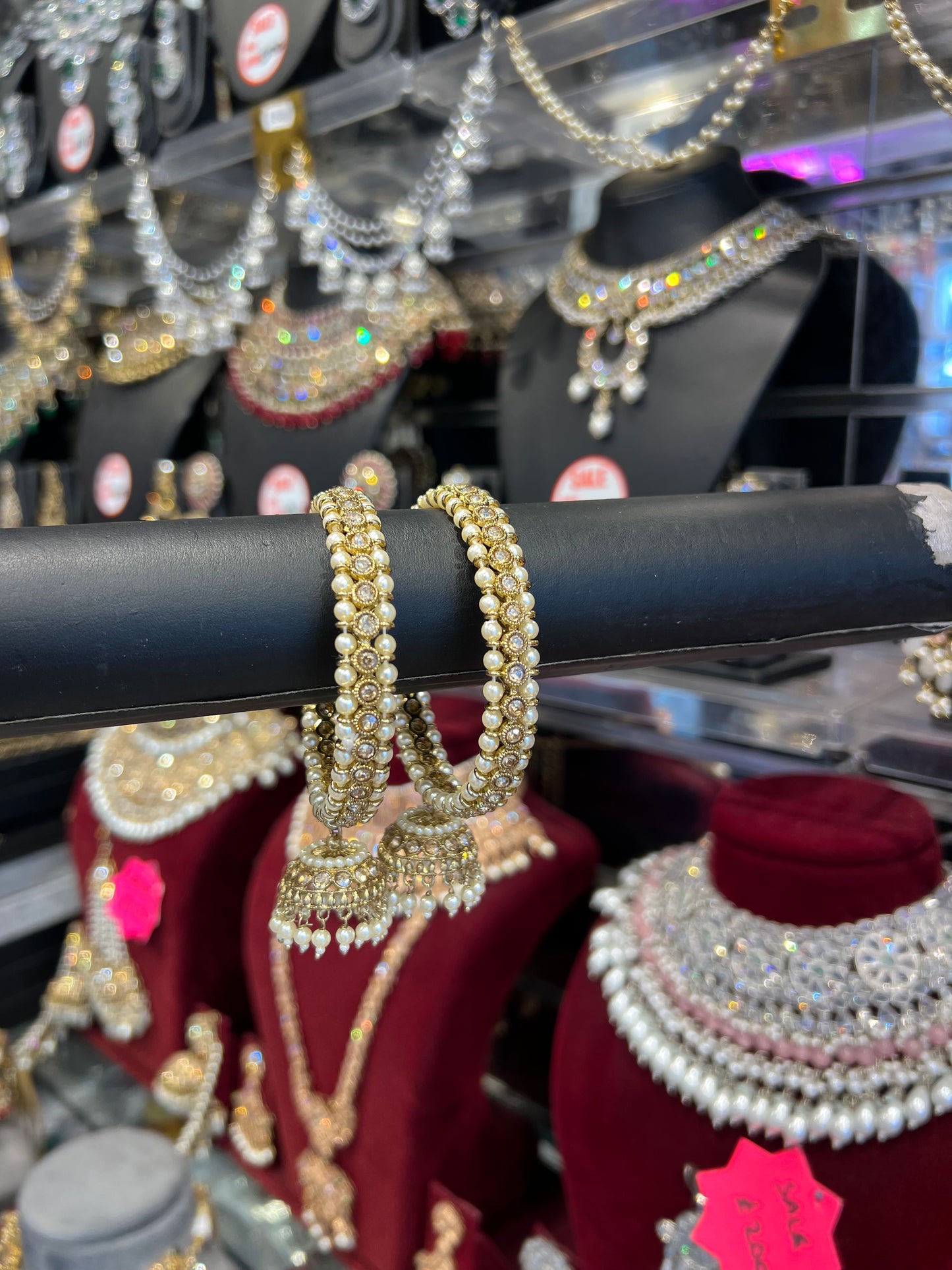 Jhumka Pearl Bangles- Champagne Gold/Pearl