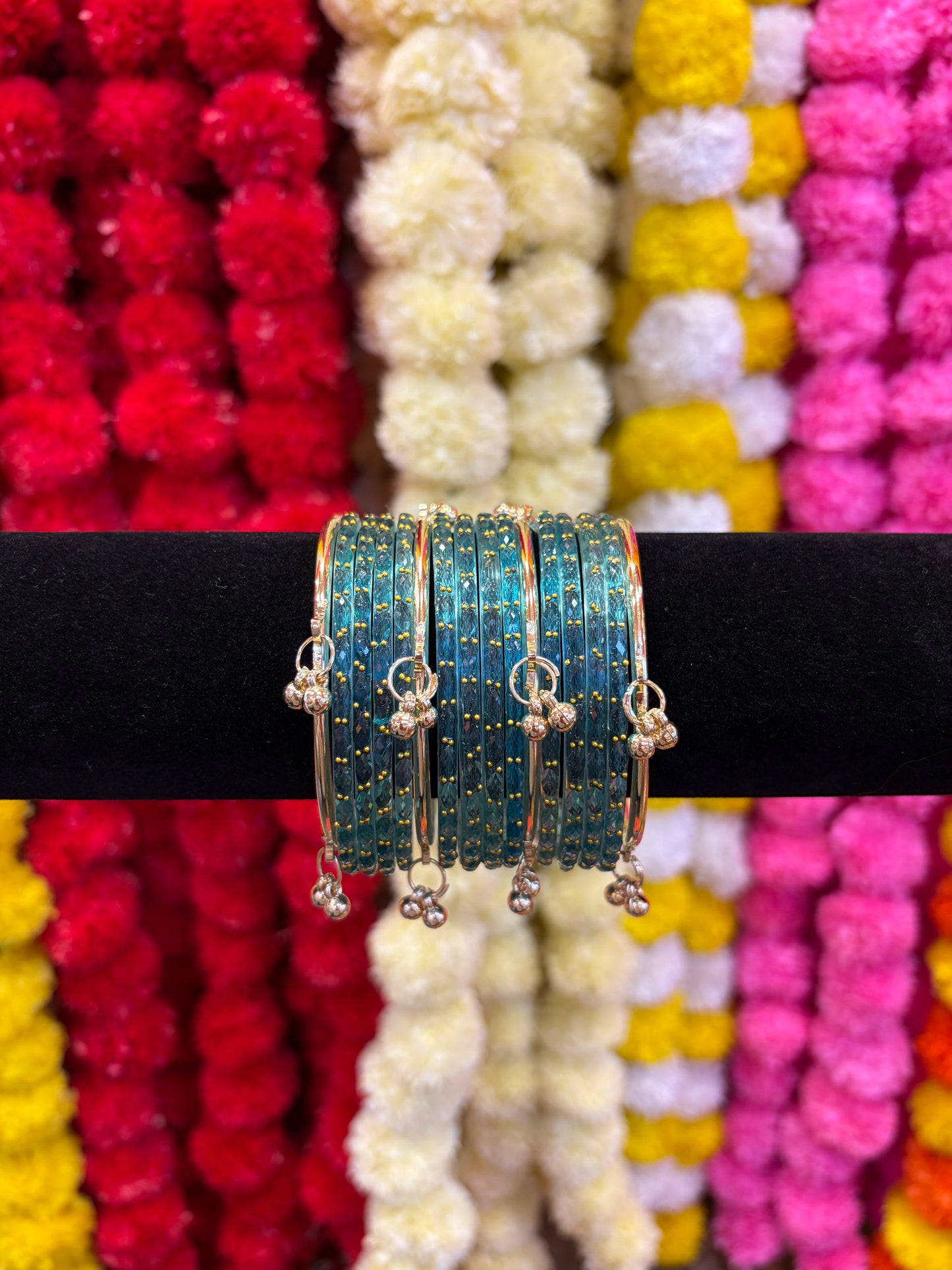KASHMIRI GLASS BANGLES SET - Light Blue