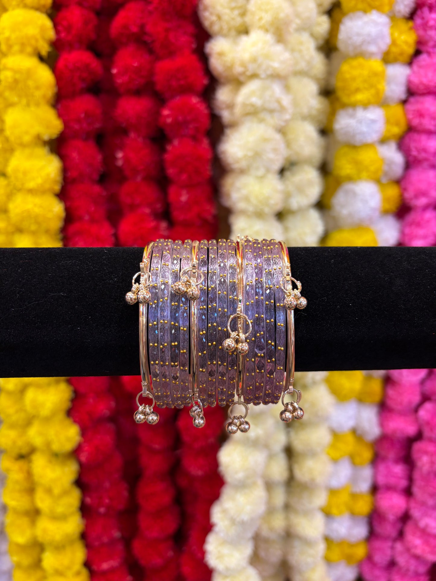 KASHMIRI GLASS BANGLES SET - Lilac