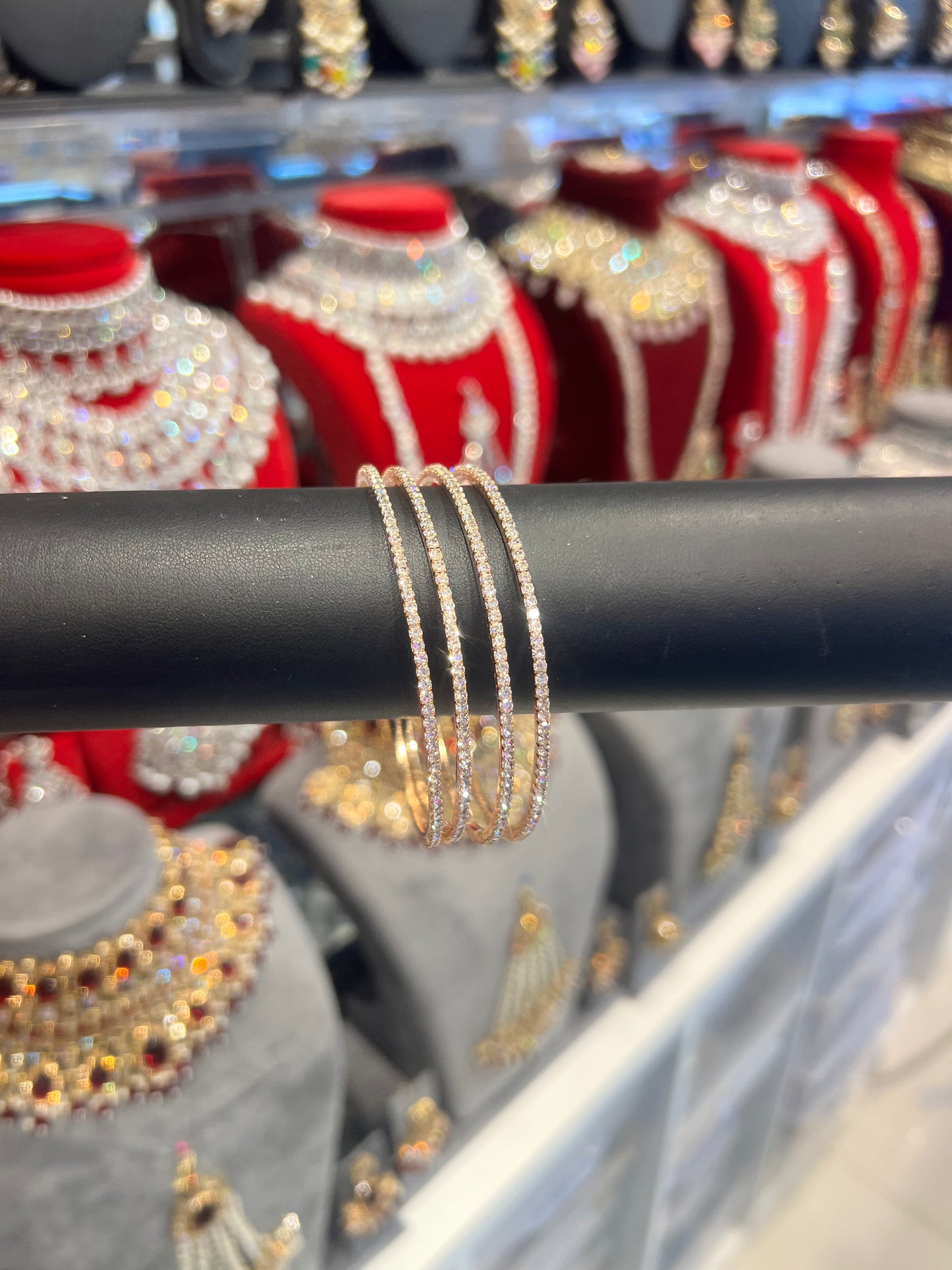 Diamante Bangles - White Gold
