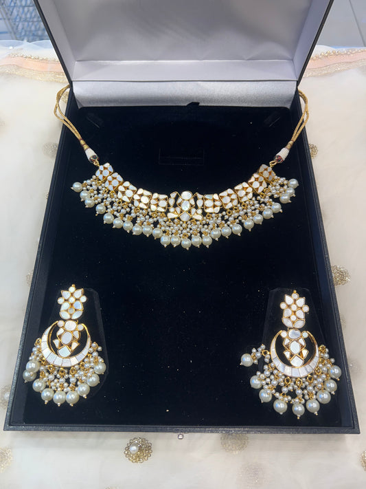 Mother of Pearl Necklace Set - Gold/Pearl