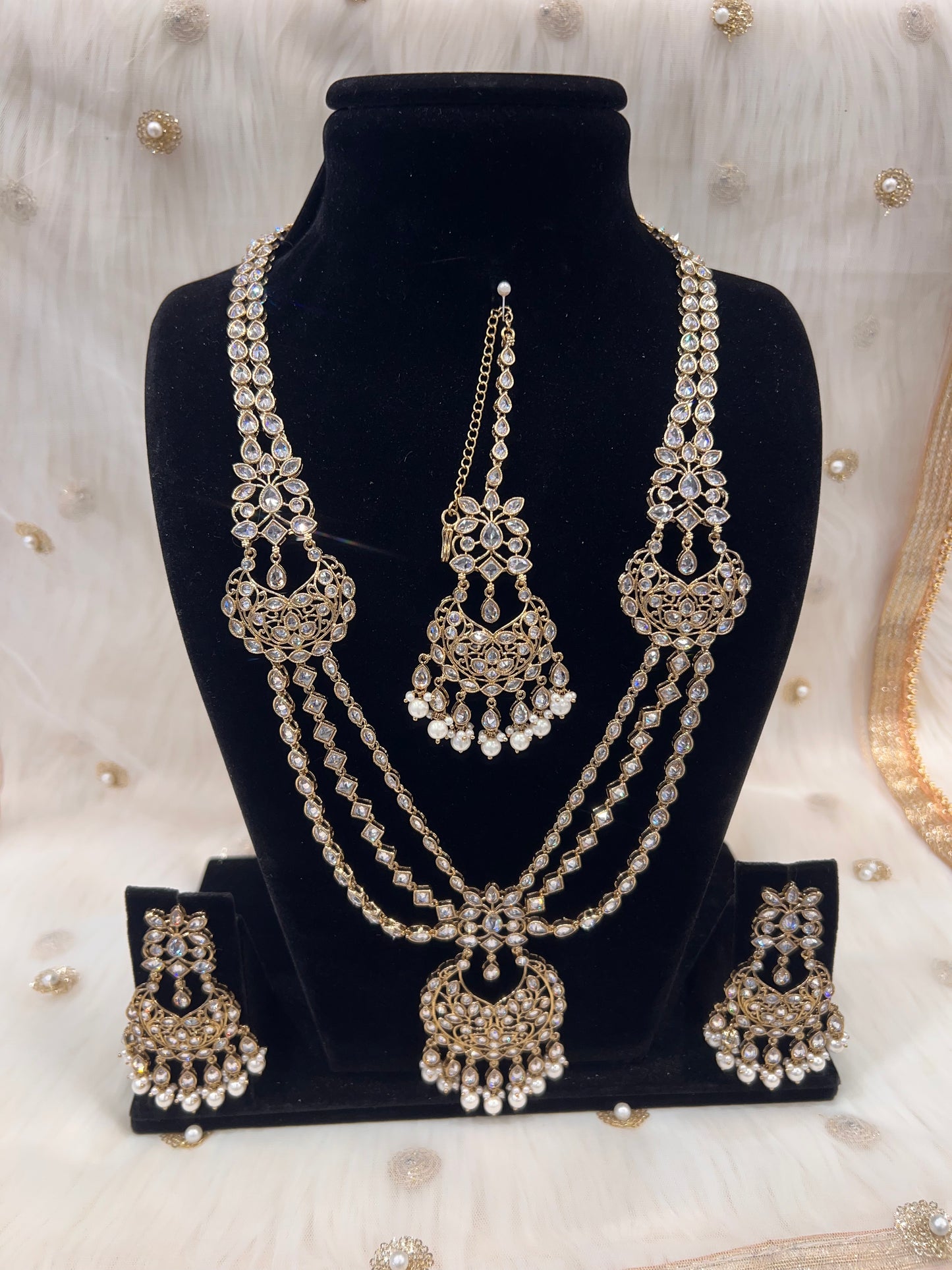 White Gold/Pearl Long Mala
