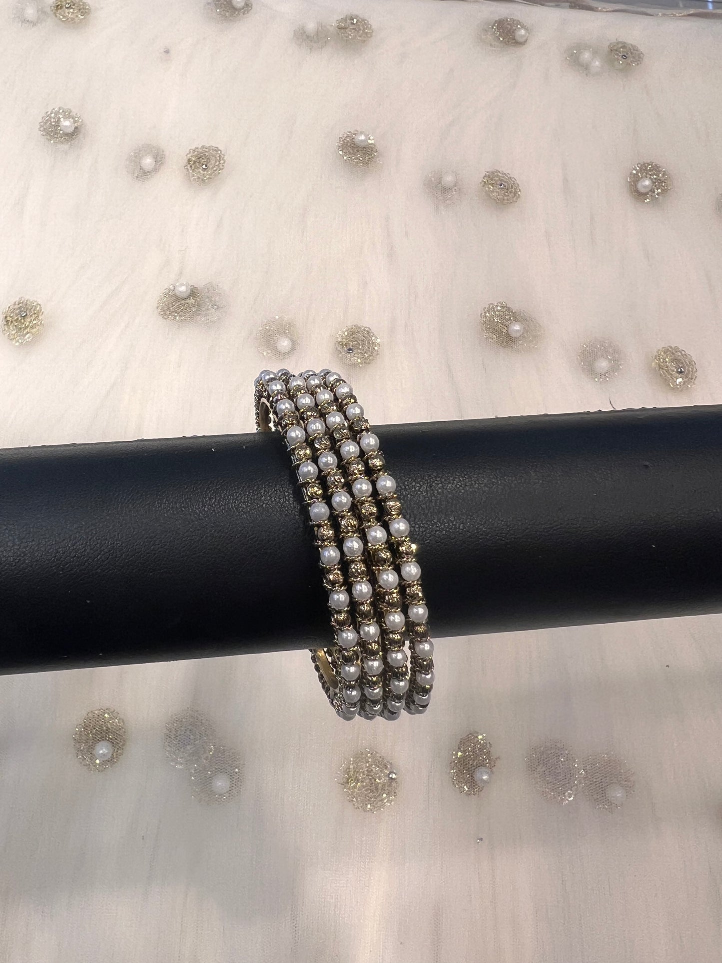 Gold & Pearl Bangles - Set of 4