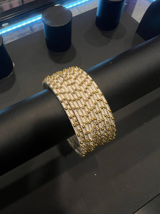 Thread Bangles - White/Gold Dot