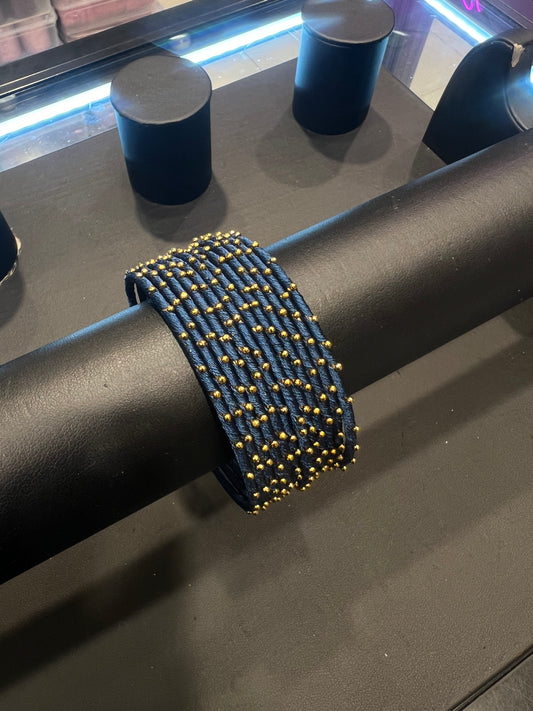 Thread Bangles - Midnight Blue/Gold Dot