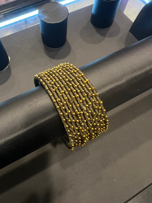 Thread Bangles - Khaki/Gold Dot