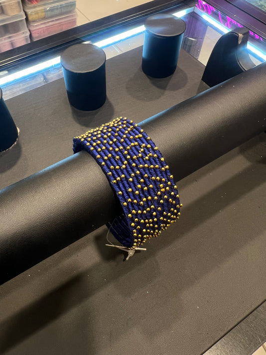 Thread Bangles - Royal Blue/Gold Dot