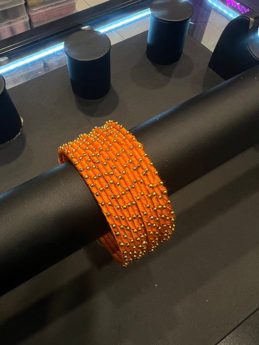 Thread Bangles - Orange/Gold Dot