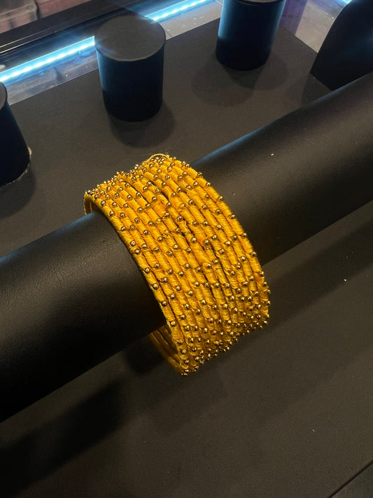 Thread Bangles - Dark Yellow/Gold Dot
