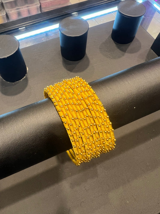 Thread Bangles - Yellow/Gold Dot