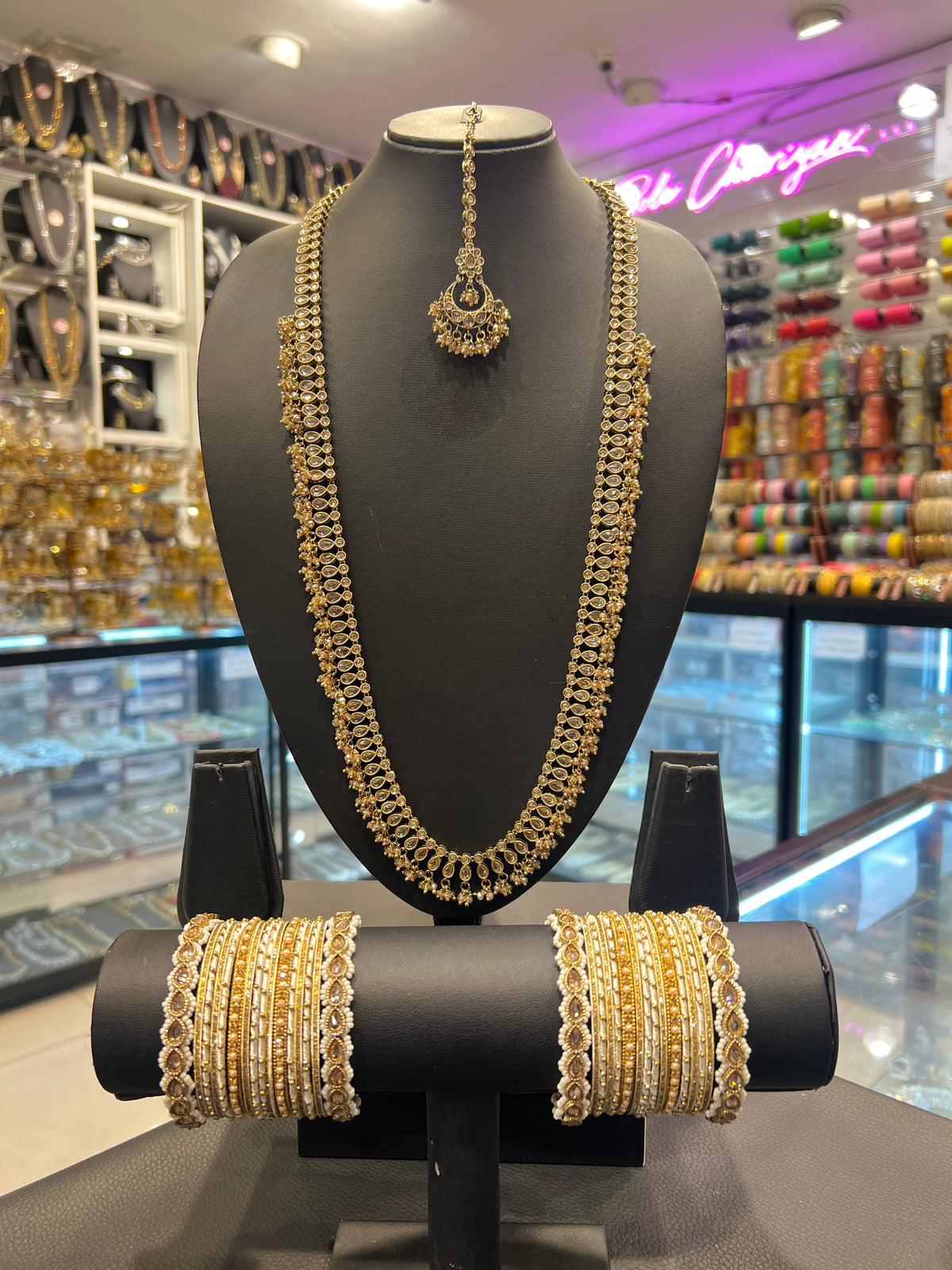 Long Mala & Bangles Bundle - Champagne Gold