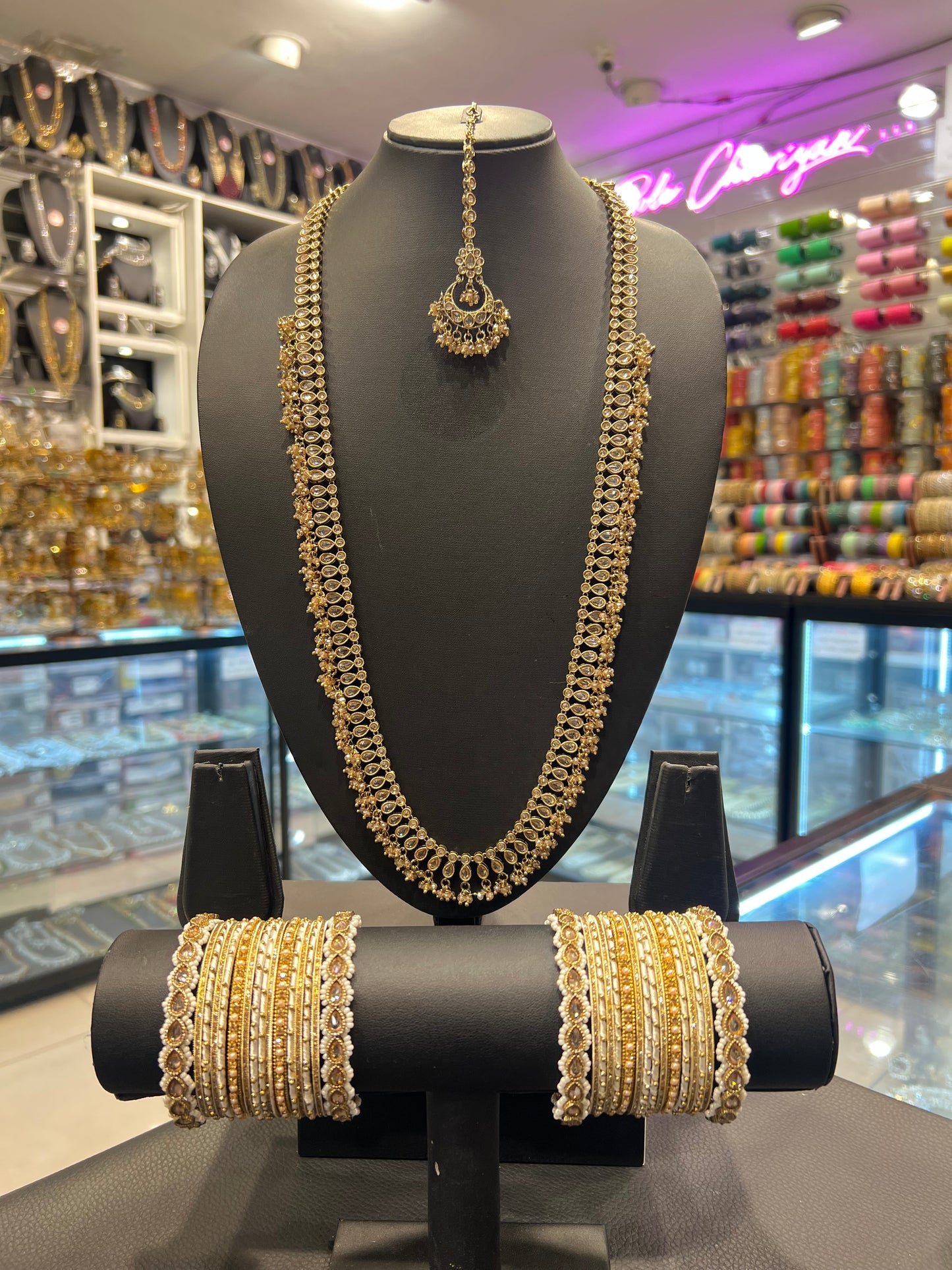 Long Mala & Bangles Bundle - Champagne Gold