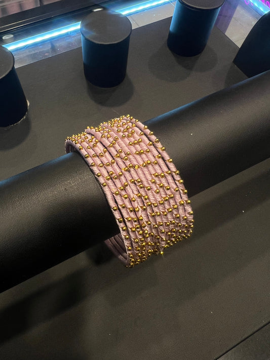 Thread Bangles - Lilac/Gold Dot