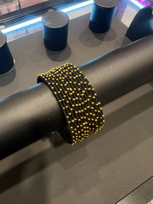 Thread Bangles - Black/Gold Dot