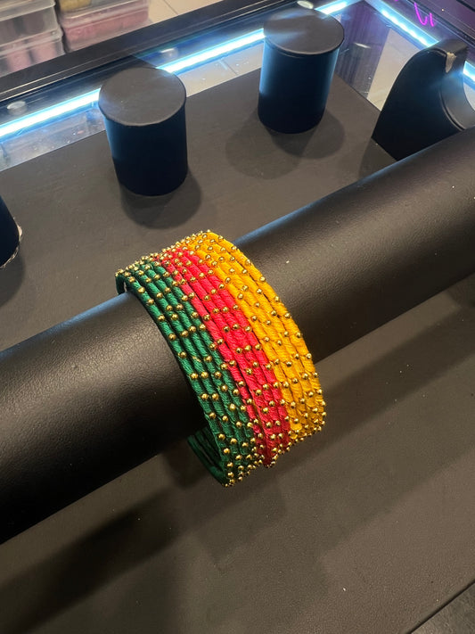 Thread Bangles - Multi/Gold Dot