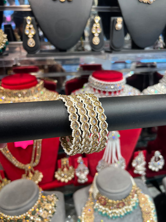 REENA Replica Pearl Bangles- Gold/Pearl