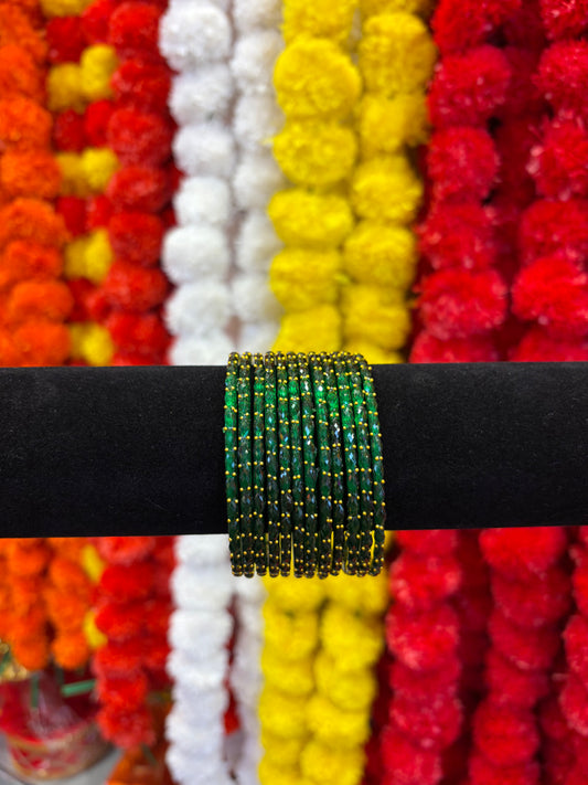 KASHMIRI GLASS BANGLE - Dark Green