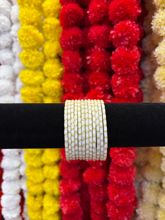 KASHMIRI GLASS BANGLES - White