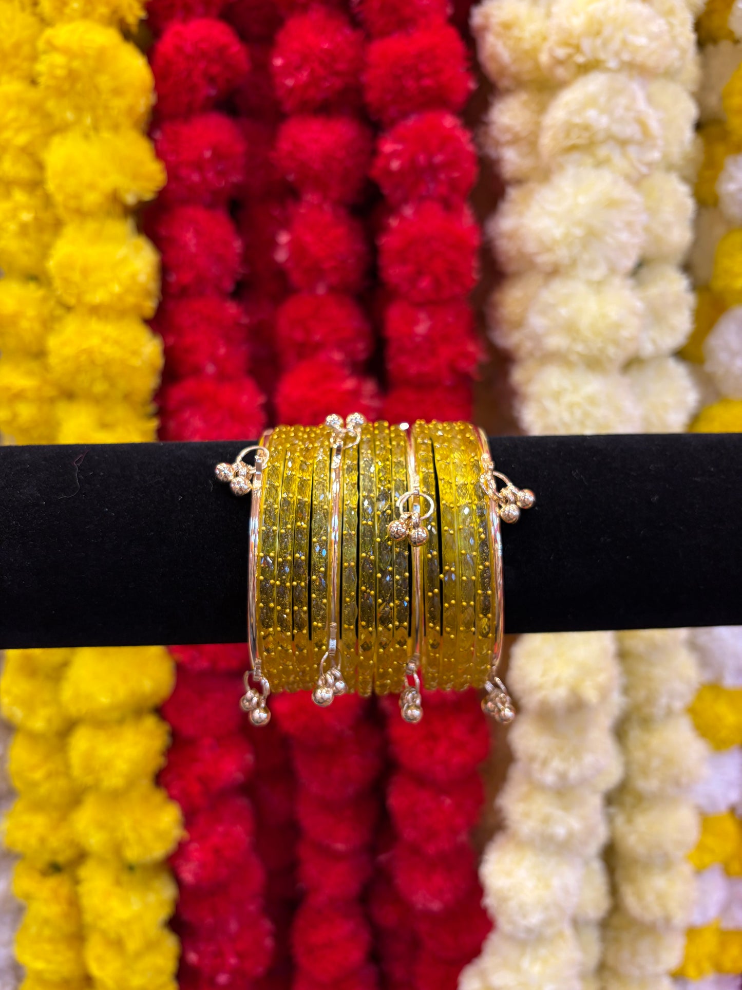 KASHMIRI GLASS BANGLES SET - Yellow