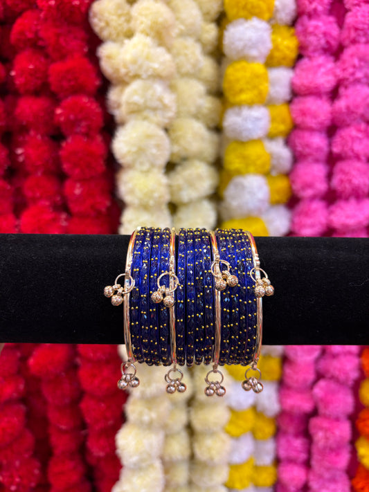 KASHMIRI GLASS BANGLES SET - Royal Blue
