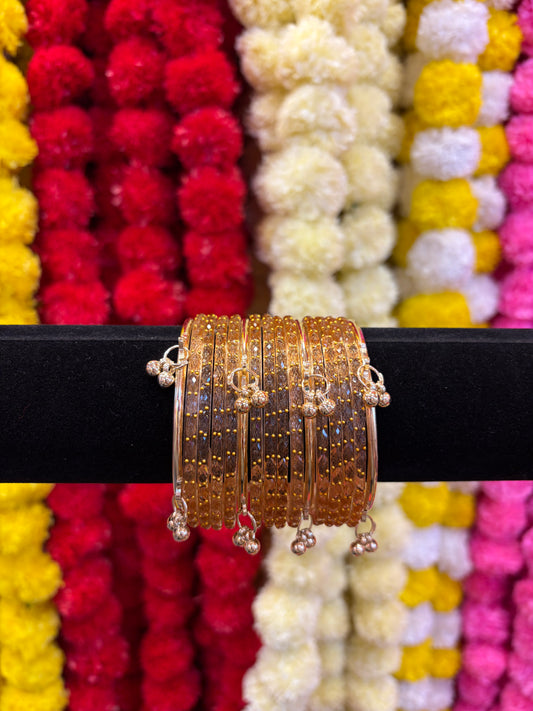 KASHMIRI GLASS BANGLES SET - Light Peach
