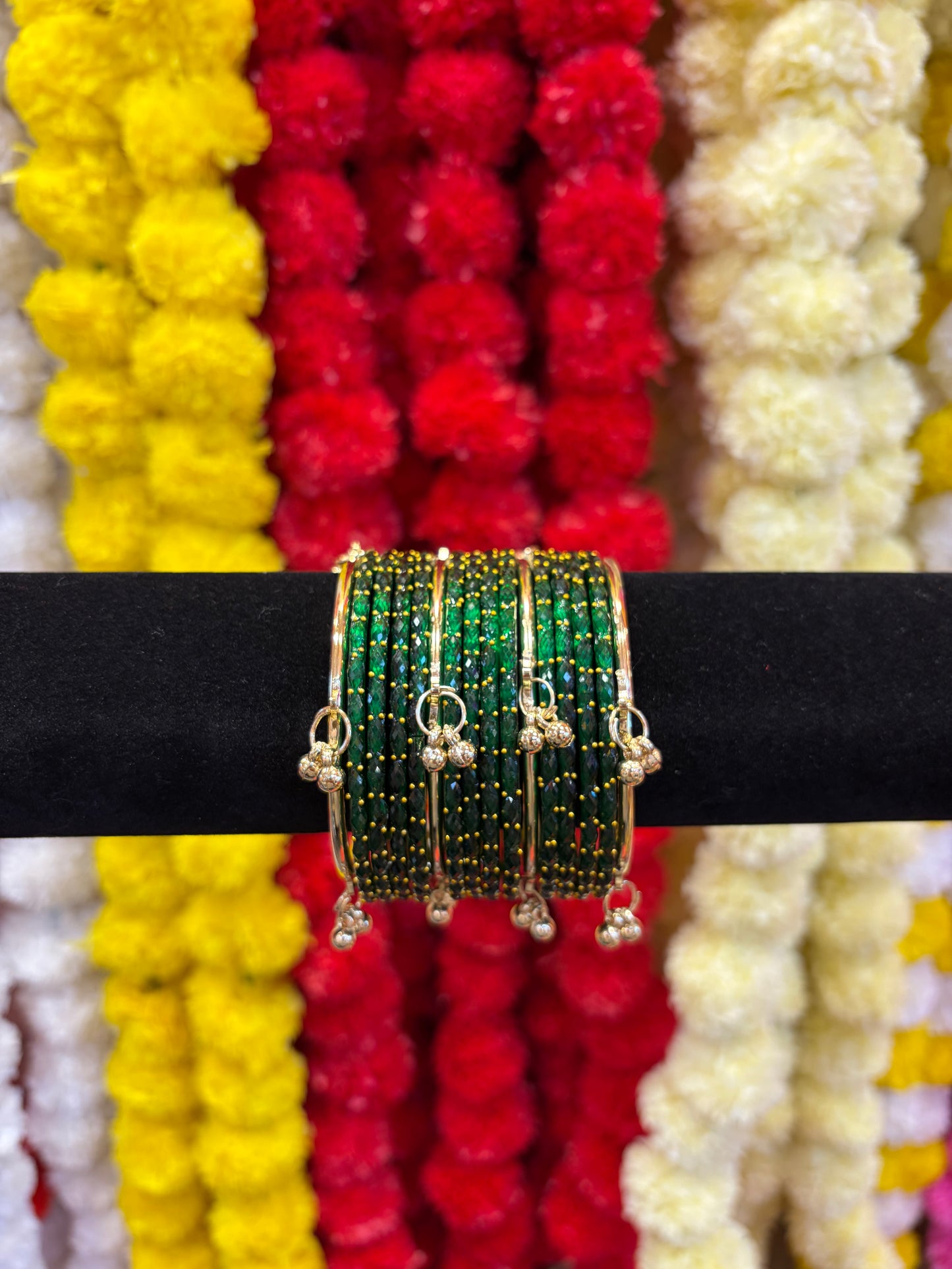 KASHMIRI GLASS BANGLES SET - Dark Green