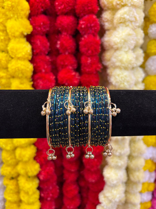 KASHMIRI GLASS BANGLES SET - Dark Blue