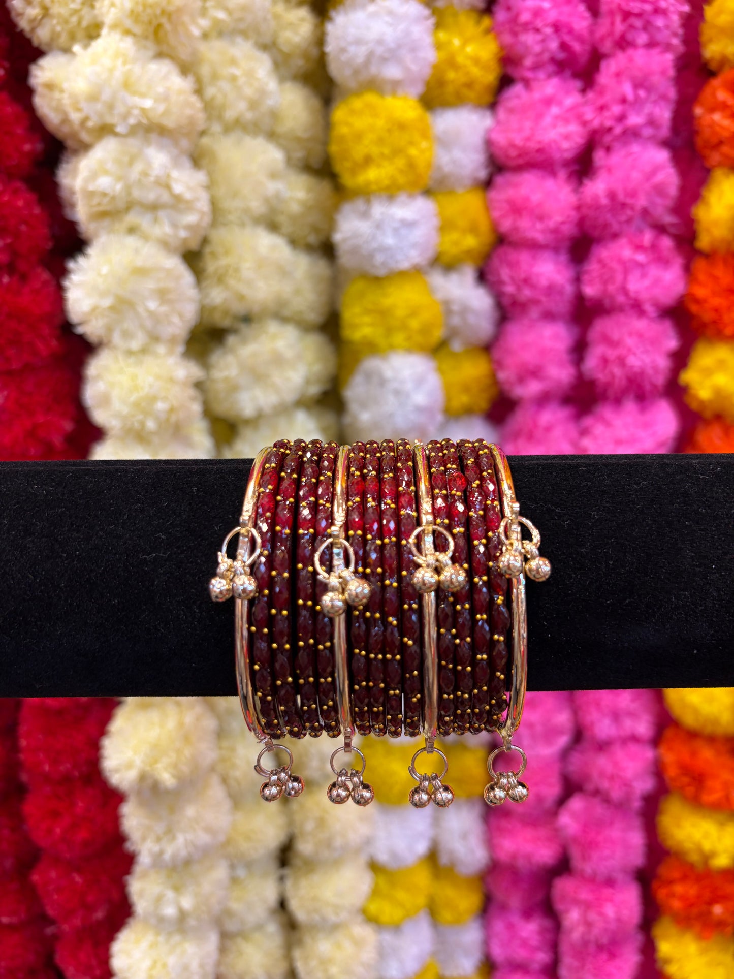 KASHMIRI GLASS BANGLES SET - Maroon