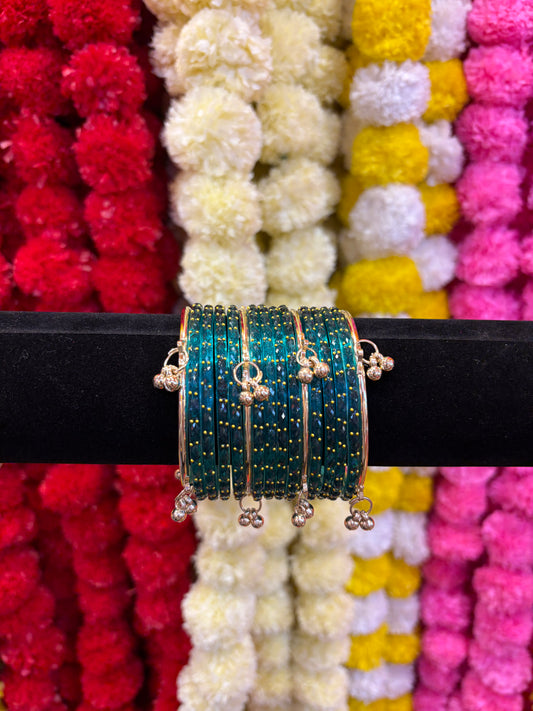 KASHMIRI GLASS BANGLES SET - Turquoise