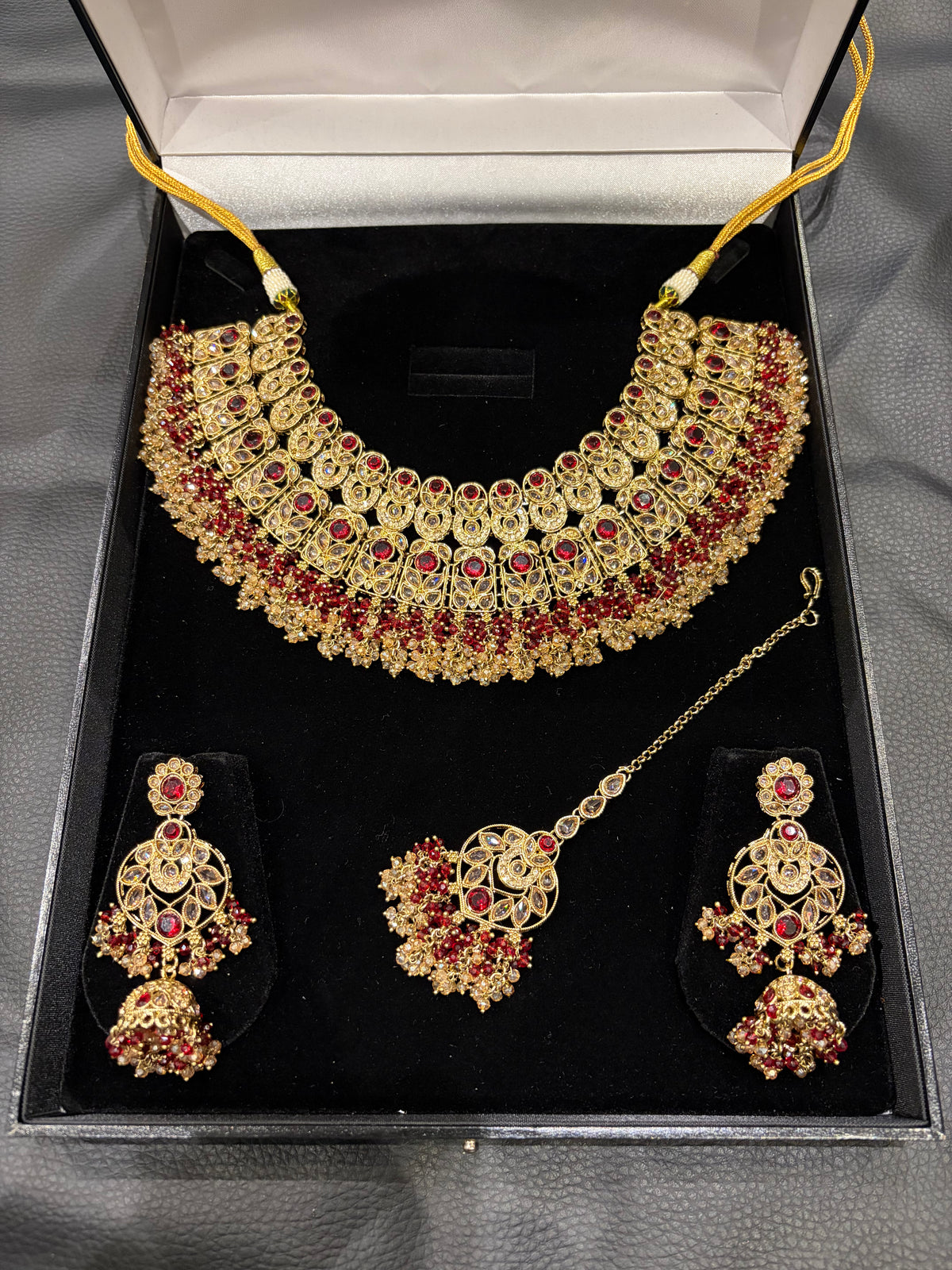 MUSKAN - Maroon & Champagne Crystals
