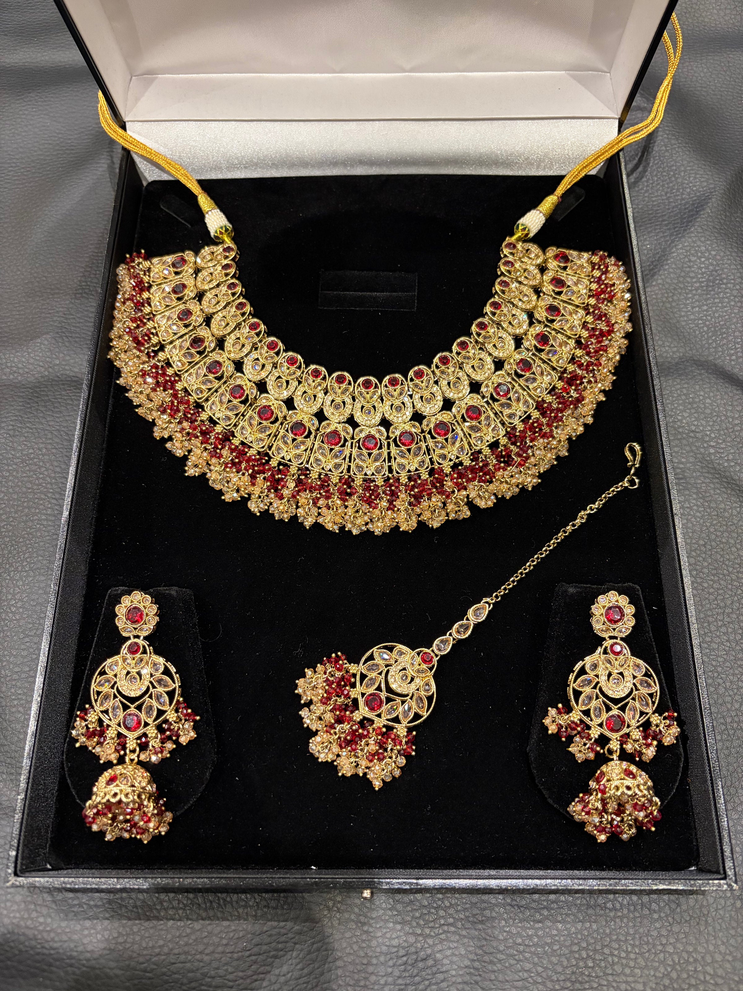MUSKAN - Maroon & Champagne Crystals