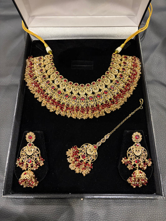 MUSKAN - Maroon & Champagne Crystals