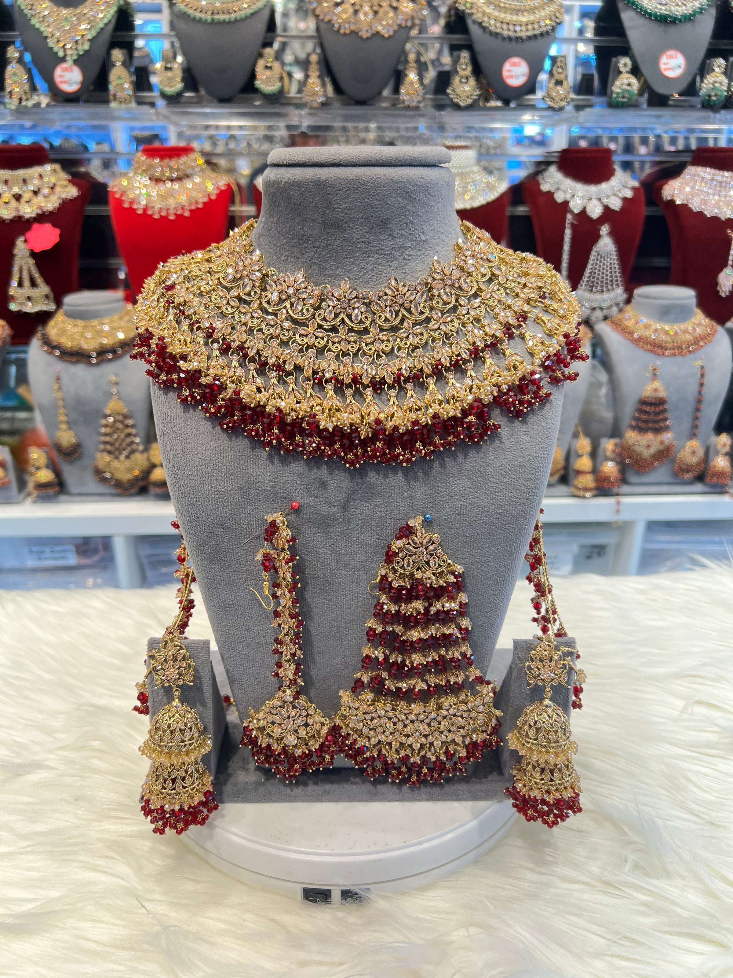 NABILA - Maroon & Champagne Crystal