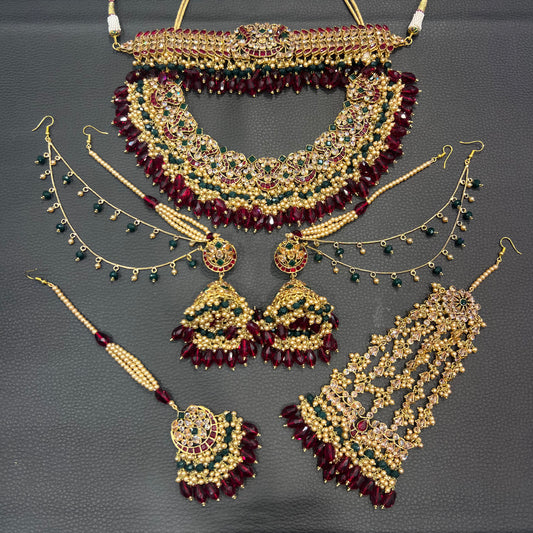 ZOHRA - Maroon & Dark Green