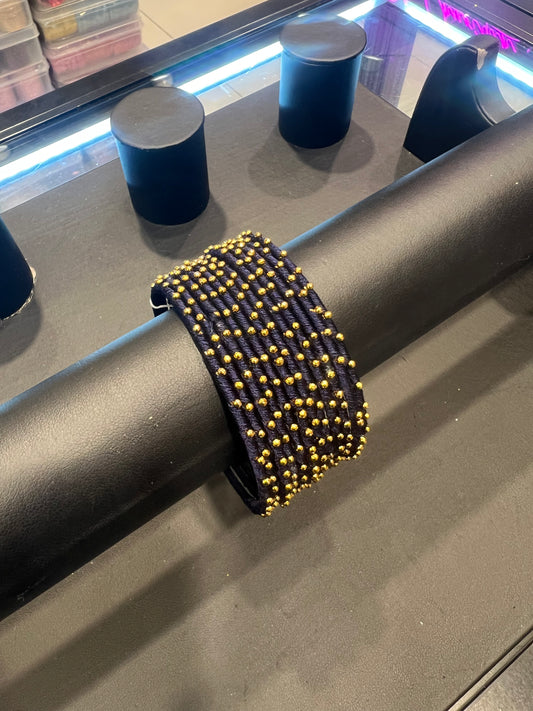 Thread Bangles - Navy Blue/Gold Dot