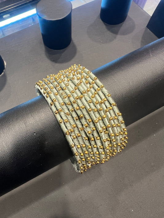 Thread Bangles - Dark Mint/Gold Dot
