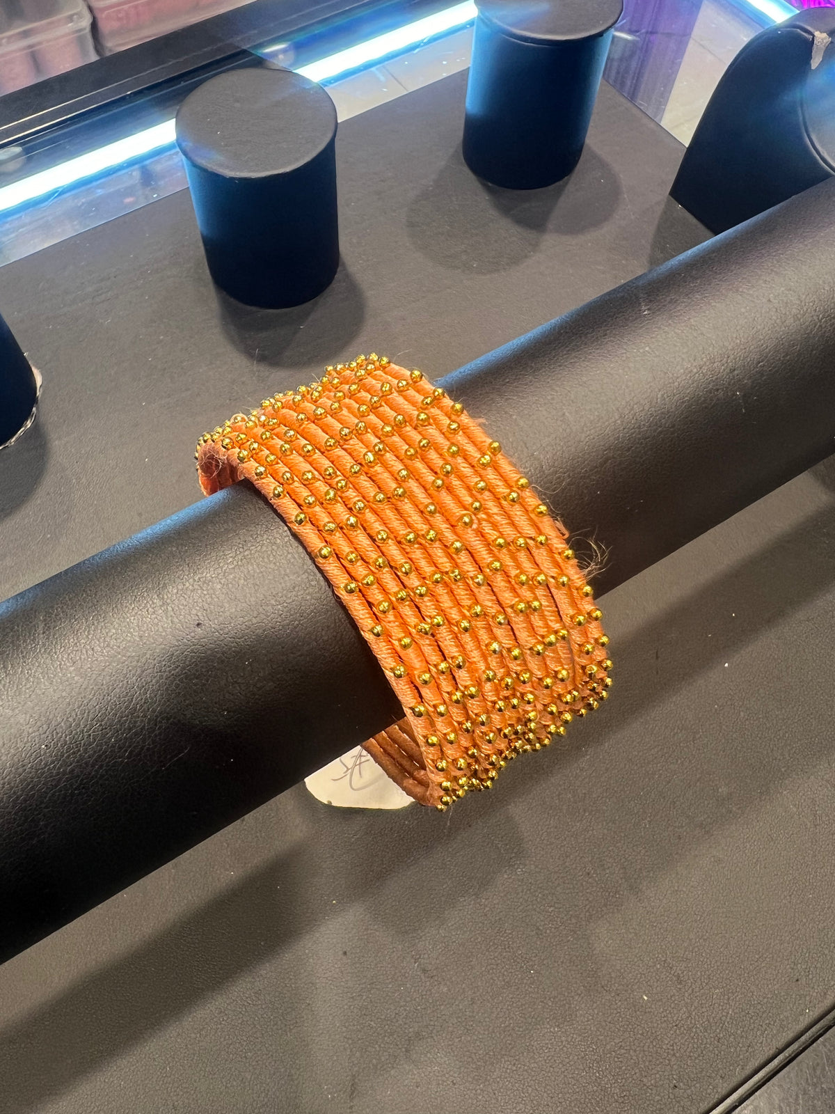 Thread Bangles - Dark Peach/Gold Dot