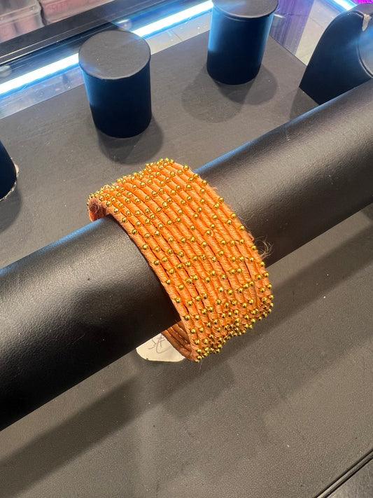 Thread Bangles - Dark Peach/Gold Dot