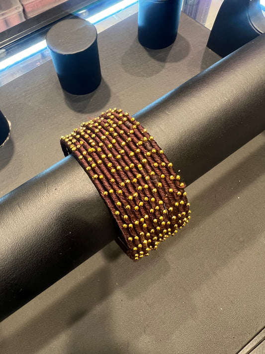 Thread Bangles - Brown/Gold Dot