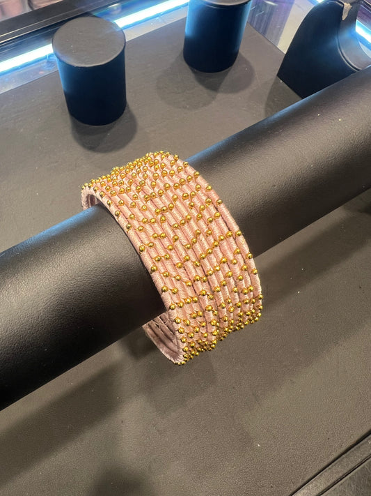 Thread Bangles - Dusty Pink/Gold Dot