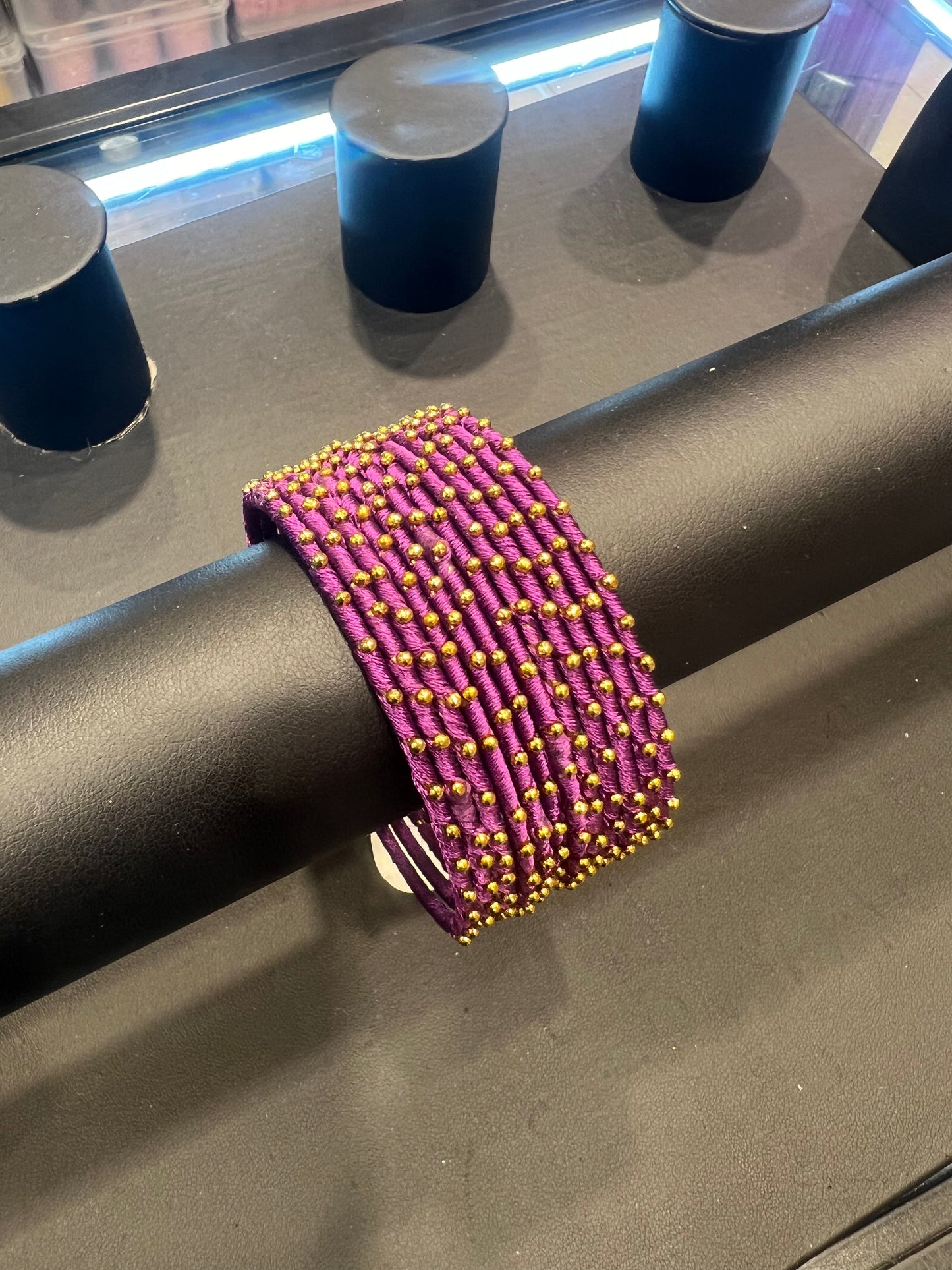 Thread Bangles - Purple/Gold Dot
