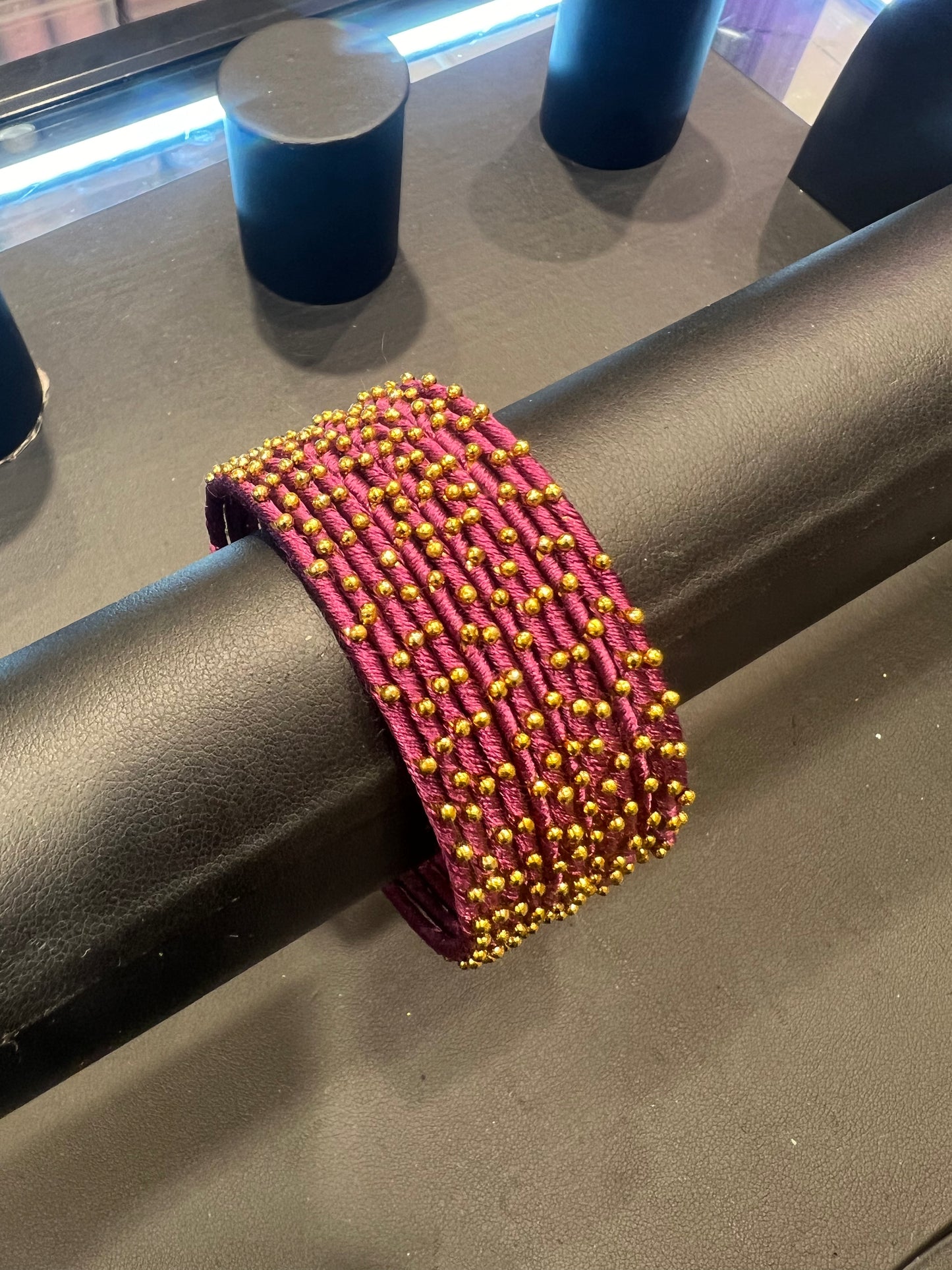 Thread Bangles - Magenta Purple/Gold Dot