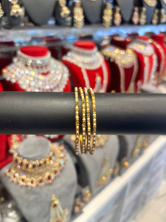 Pearl Bangles - Champagne Gold