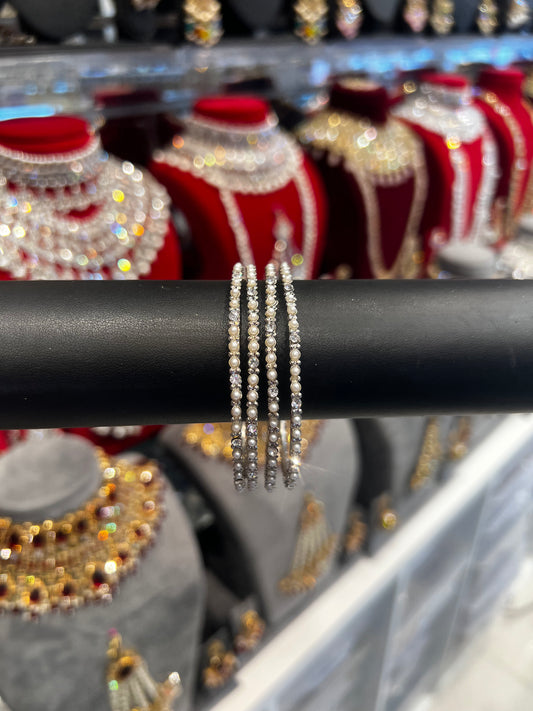 Pearl Bangles - Silver