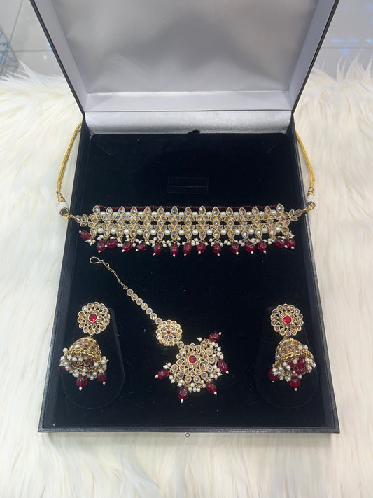 LIA Choker Set - Maroon