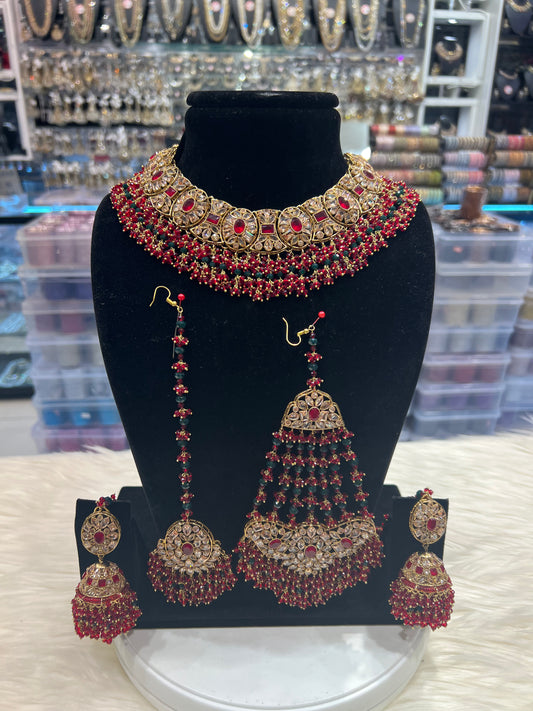 ROOHINA - Maroon & Dark Green