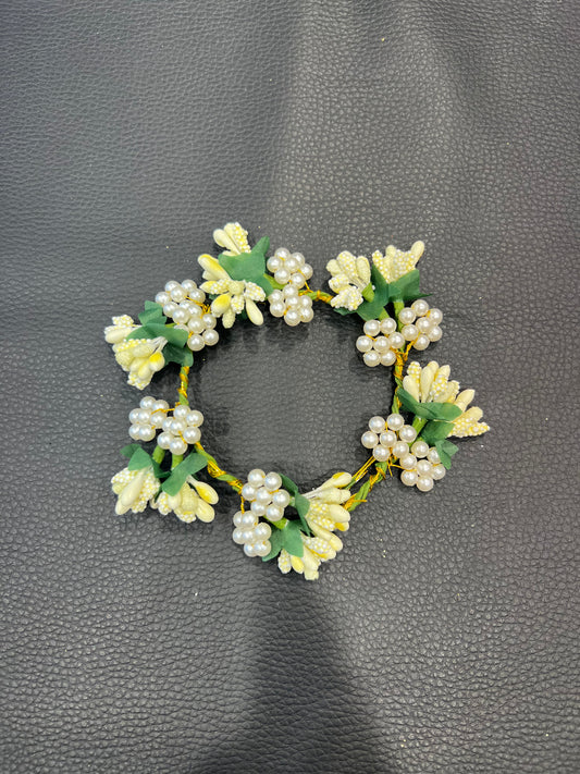 Floral Hair Accessory - Green, White & Yellow