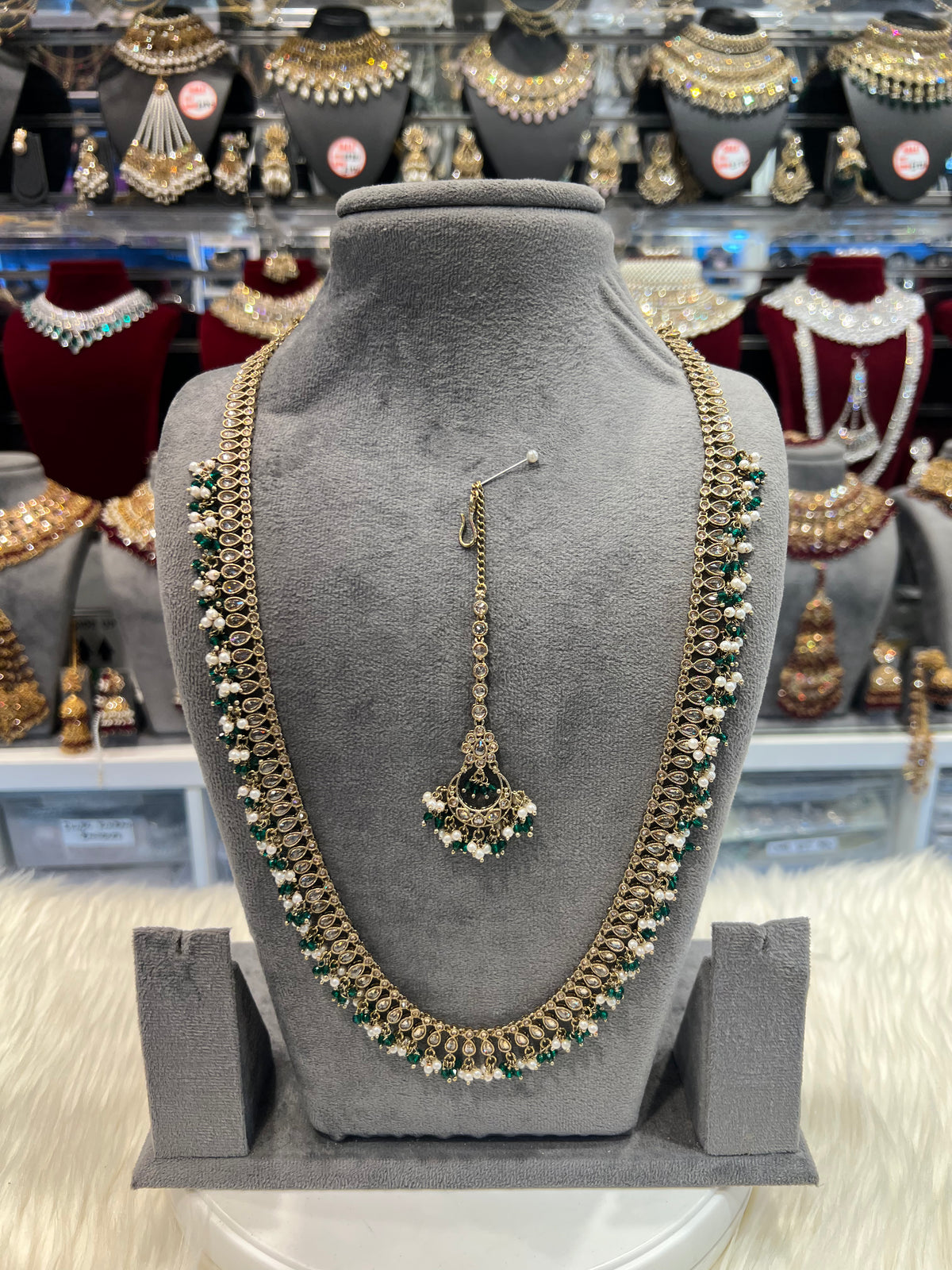 SELINA - Pearl/Dark Green