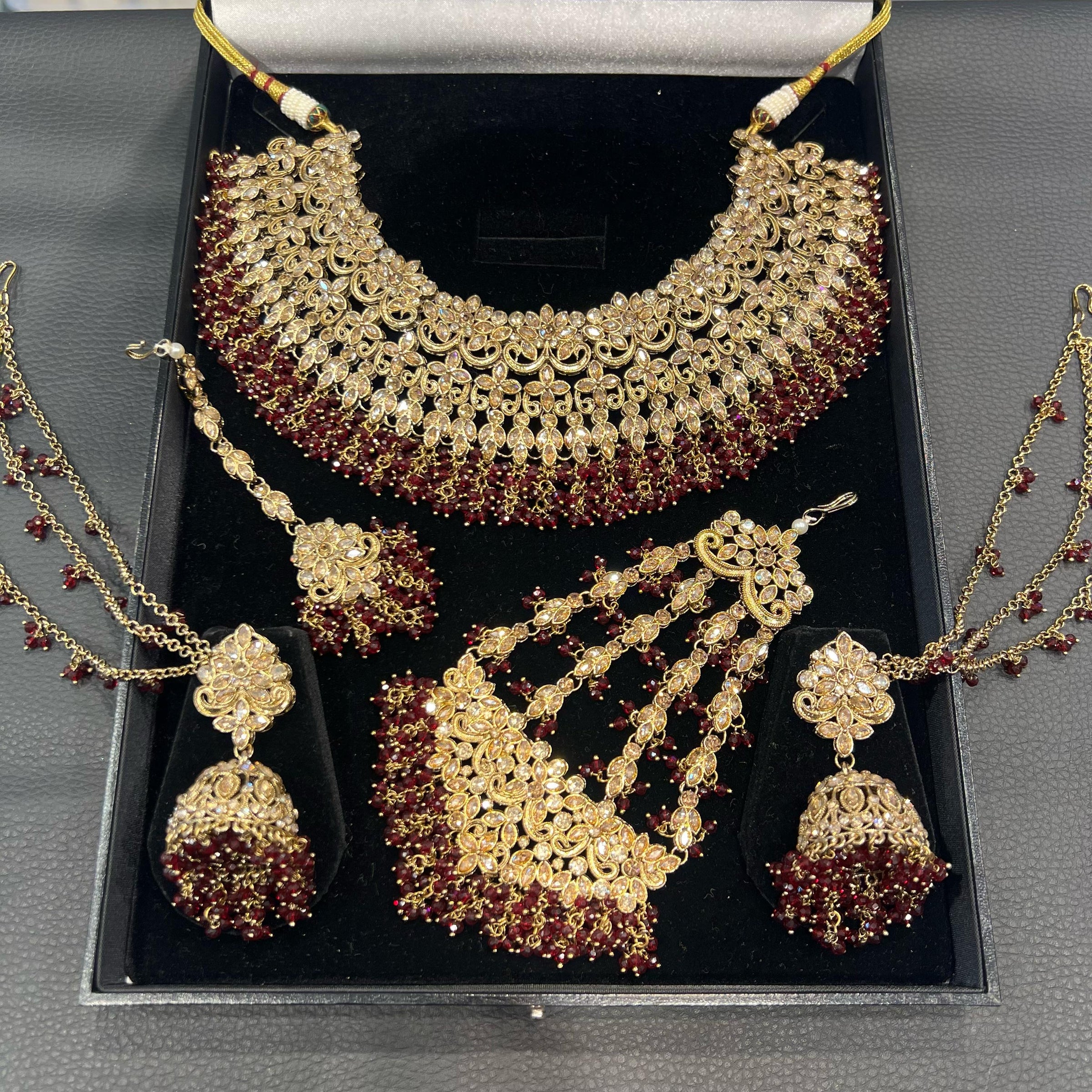 Pakistani Inspired Bridal - Maroon Crystal