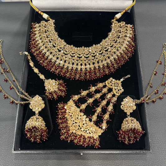 Pakistani Inspired Bridal - Maroon Crystal